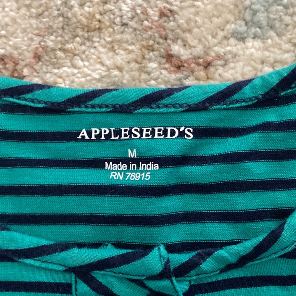 Appleseed's Green and Black Striped Short Sleeve Tee